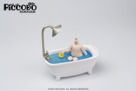PICCODO ACTION DOLL Diorama Head Stand Bathtub Doll White