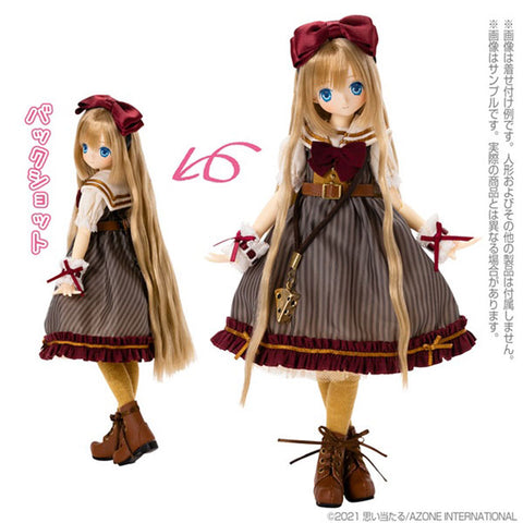 1/6 Komorebimori's Clothing Shop PNXS "Innocent Ribbon Sailor One-piece Dress" Set Bordeaux x Gray Stripe (DOLL ACCESSORY)