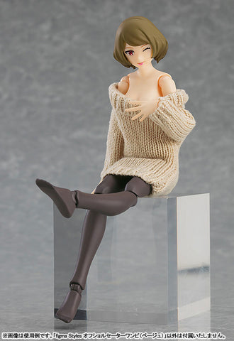 figma Styles Off-the-Shoulder Sweater Dress (Beige)