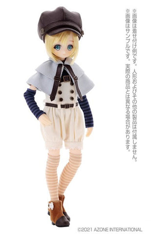 1/6 PNXS Odekake Casket & Cape Set -Alvastaria outfit collection- Dark Brown x Pale Blue (DOLL ACCESSORY)