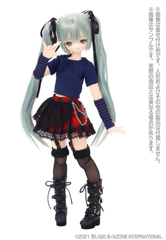 1/6 Pure Neemo Wear PNXS T-shirt & Arm Cover Set -Alvastaria outfit collection- Blue x Navy (DOLL ACCESSORY)