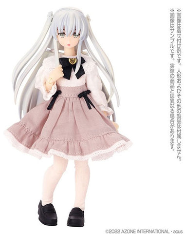 Picco Neemo 1/12 Picco P Heart Ribbon Docking One Piece Dress White x Pink (DOLL ACCESSORY)