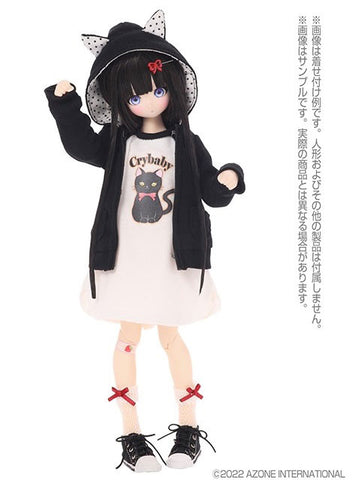 1/6 Pure Neemo Wear PNS Dot Tulle Ribbon Socks A set Black, Raspberry (DOLL ACCESSORY)