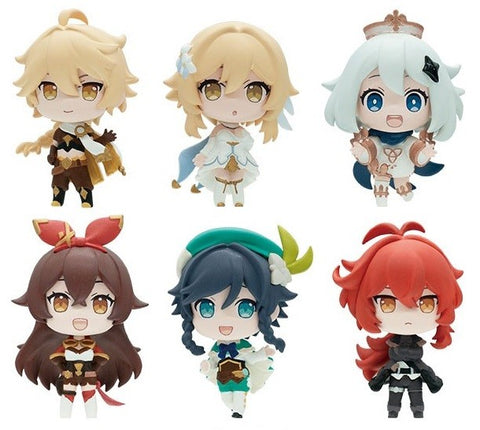 Genshin Impact - Amber - Venti - Diluc Ragnvindr - Paimon - Traveler (Aether) - Traveler (Lumine) - Genshin Capsule Collection Figure vol.1 - Set of 6 Figures (Bushiroad Creative)