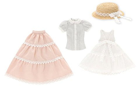 Doll Clothes - PureNeemo M Size Costume - Early Summer Dress set - 1/6 - Gray Stripe x Pink (Azone)