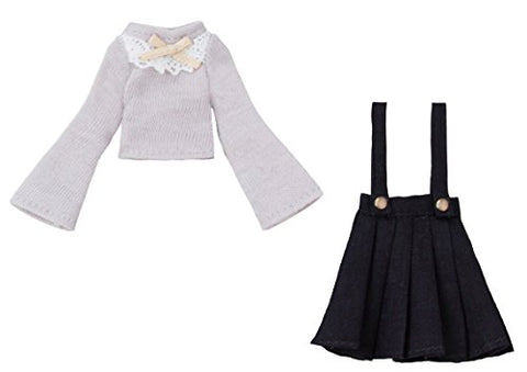 Doll Clothes - Picconeemo Costume - Knit & Strap Skirt Set - 1/12 - Gray x Charcoal (Azone)