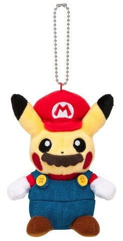 Pocket Monsters - Pokemon Center Original - Mario Pikachu - Plush Keyholder