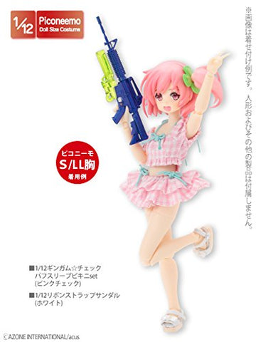 Doll Clothes - Picconeemo Costume - Gingham Check Puff Sleeve Bikini Set - 1/12 - Pink Plaid (Azone)