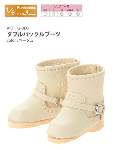 Doll Clothes - Pureneemo Original Costume - Double Buckle Boots - 1/6 - Beige (Azone)