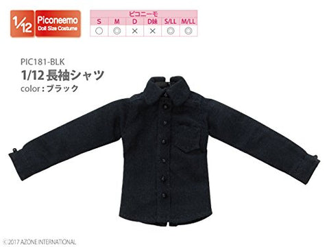 Doll Clothes - Picconeemo Costume - Long Sleeve Shirt - 1/12 - Black (Azone)