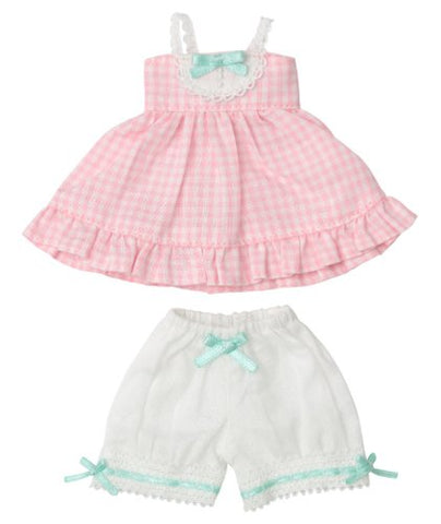 Doll Clothes - KIKIPOP! - Kinoko Planet - Gingham☆Baby Doll Set - Peach (Azone)