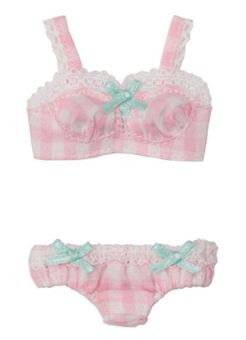 Doll Clothes - KIKIPOP! - Kinoko Planet - Gingham☆Bra & Shorts Set - Peach (Azone)