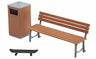 1/12 Posable Figure Accessory - Park Bench and Trash Can - 1/12 (Hasegawa)