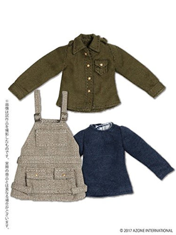 Black Raven Clothing - Doll Clothes - Picconeemo Costume - Salopette Casual Dress Set - 1/12 - Beige x Khaki (Azone)