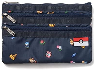 Pokémon - 3-Zip Cosmetic Pouch - Pokemon and Flowers (Pokémon Center, LeSportsac)