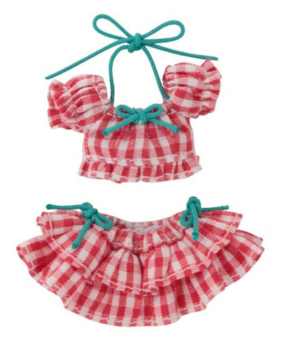 Doll Clothes - Picconeemo Costume - Gingham Check Puff Sleeve Bikini Set - 1/12 - Red Plaid (Azone)
