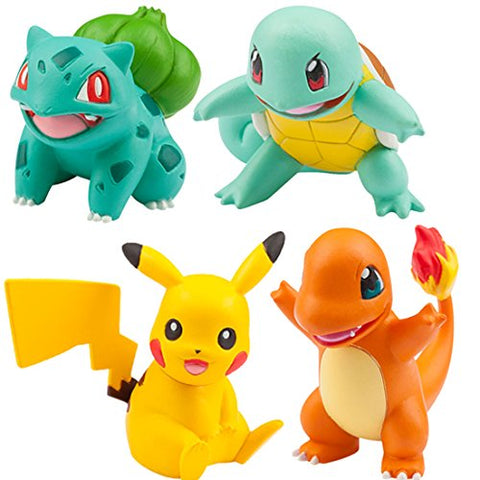 Pocket Monsters - Pikachu - 3 Starter Pokémon +Pikachu Vol. 1 - Moncolle 20th Anniversary - Moncolle Ex - Monster Collection - Kanto Region (Takara Tomy)