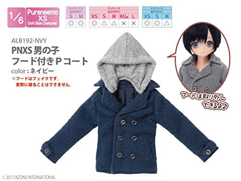 Doll Clothes - Pureneemo Original Costume - PureNeemo XS Size Costume - Boys Hooded P Coat - 1/6 - Navy (Azone)