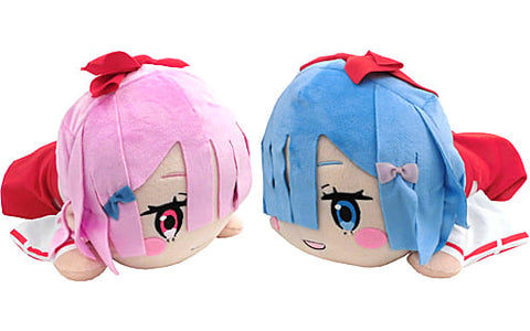 Re:Zero kara Hajimeru Isekai Seikatsu - Rem - Ram - Nesoberi Nuigurumi - Shrine Maiden Ver. - Set of 2 Plushies (SEGA)