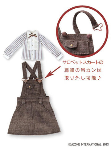 Doll Clothes - PureNeemo - PureNeemo S Size Costume - Komorebimori no Oyofukuya-san Classical Blouse & Salopette Skirt Set - 1/6 - Brown (Azone)　