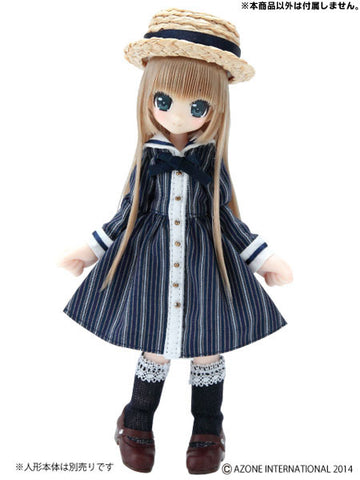 Doll Clothes - Picconeemo Costume - Komorebi Mori no Oyofukuya-san - Boater & Memories Sailor One-piece Set - 1/12 - Blue Stripe (Azone)