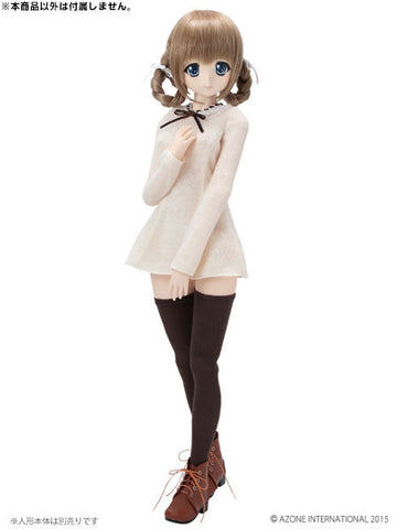 48/50cm Doll Wear - AZO2 Lace Color Girly One-piece Dress / Beige (DOLL ACCESSORY)