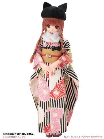 Pure Neemo Size - PNS Modern Animal Kimono Set / Sumi Black x Black Cat (DOLL ACCESSORY)