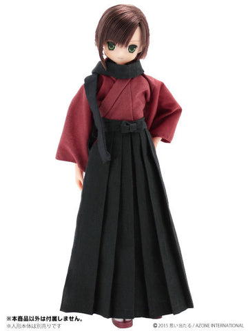 Doll Clothes - Pureneemo Original Costume - PureNeemo XS Size Costume - Kimono/Hakama Set -Yugasumi- - 1/6 - Akane Red (Azone)