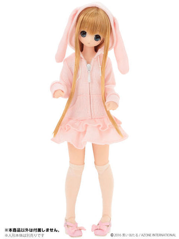 Doll Clothes - PureNeemo - PureNeemo S Size Costume - Pureneemo Original Costume - Rabbit Ear Parka One-piece Dress - 1/6 - Pink (Azone)