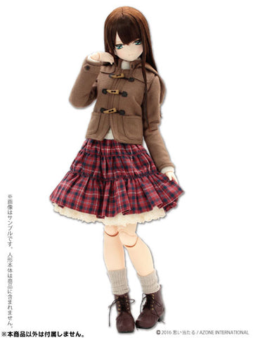 48cm/50cm Doll Wear - 50 Natural Girly Tiered Skirt / Red Checkered (DOLL ACCESSORY)