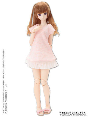 48cm/50cm Doll Wear - 50 T-shirt Camisole One-piece Set / Pink x White (DOLL ACCESSORY)