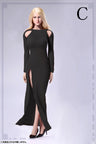 1/6 Bare Shoulder Evening Dress Set Black (DOLL ACCESSORY)