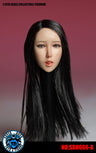 1/6 Asian Female Head 006 Black Hair Long Straight w/Tongue Parts