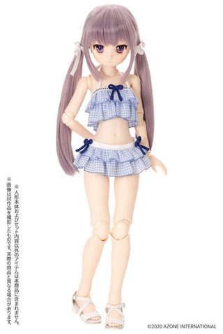 1/3 Scale 45 Gingham Check Frill Bikini Set Blue Checker x White (DOLL ACCESSORY)