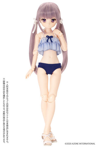 1/3 Scale 45 Gingham Check Frill Bikini Set Blue Checker x White (DOLL ACCESSORY)