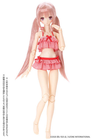 1/3 Scale 45 Gingham Check Frill Bikini Set Red Checker x Red Ribbon (DOLL ACCESSORY)