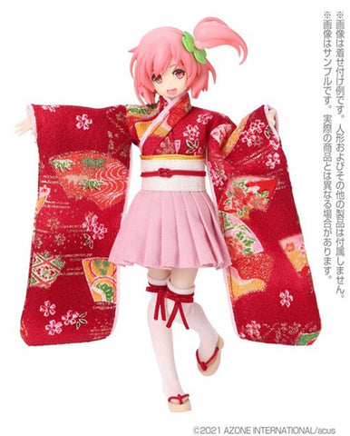 Picco Neemo Wear 1/12 Picco M Miniskirt-Kimono Set -Dancer's Fan- Deep Red (DOLL ACCESSORY)