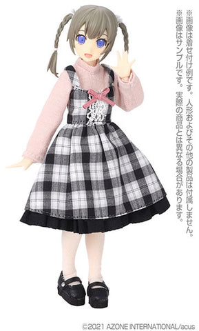 Picco Neemo Wear 1/12 Girly Jumper Skirt set White x Black Checker (DOLL ACCESSORY)