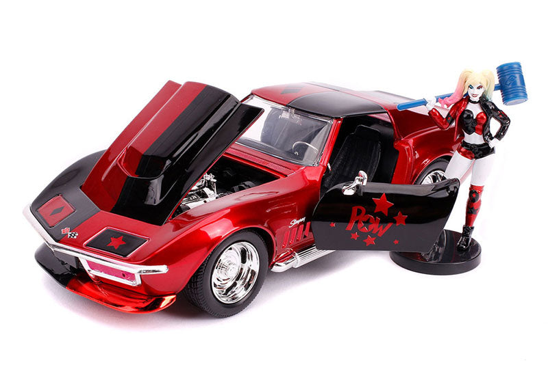 "DC Comics" 1/24 Diecast Vehicle Chevrolet, Corvette Stingray (1969 Model) & Harley Quinn [Comic]