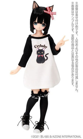 Pure Neemo Wear 1/6 PNS Fluffy Animal Raglan One-piece Dress Black x White (DOLL ACCESSORY)