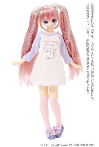 Pure Neemo Wear 1/6 PNS Fluffy Animal Raglan One-piece Dress Lavender x White (DOLL ACCESSORY)
