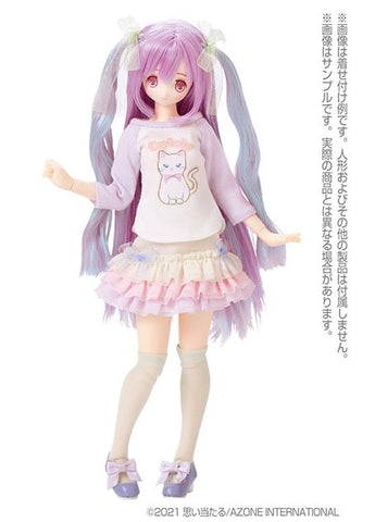 Pure Neemo Wear 1/6 PNS Fluffy Animal Raglan T-shirt Lavender x White (DOLL ACCESSORY)