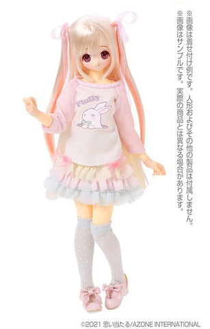 Pure Neemo Wear 1/6 PNS Fluffy Animal Raglan T-shirt Pink x White (DOLL ACCESSORY)