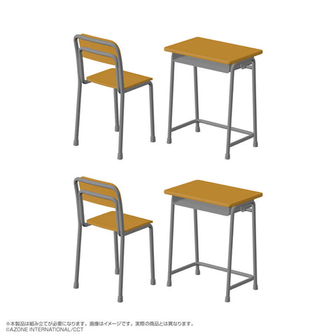 AzoPla Series 1/6 School Desk and Chair Plastic Model