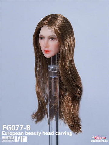 1/12 European Female Head B (Light Brown Long Hair)