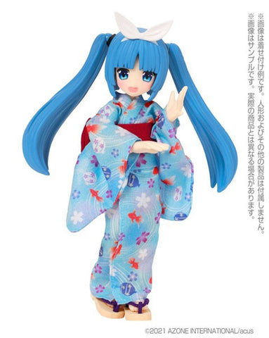 Picco Neemo Wear 1/12 Yukata set -Goldfish and Water Balloons- Light Blue (DOLL ACCESSORY)