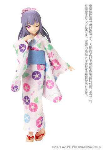 Picco Neemo Wear 1/12 Yukata set -Morning Glory and Maiden- Moonlight White (DOLL ACCESSORY)