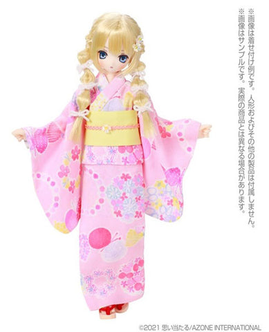1/6 Pure Neemo Wear PNS Yukata set -Flower and Ribbon- Pink x Lemon Yellow (DOLL ACCESSORY)