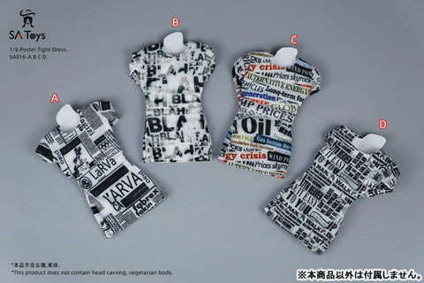 1/6 Female Outfit Poster Tight Dress B (DOLL ACCESSORY)