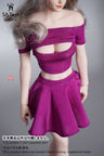 1/6 Female Outfit Hollow T-shirt Pleated Skirt A (DOLL ACCESSORY)